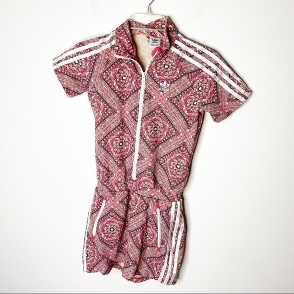 Adidas Pink Stained‎ Glass Print Zip Front Dress Size Medium